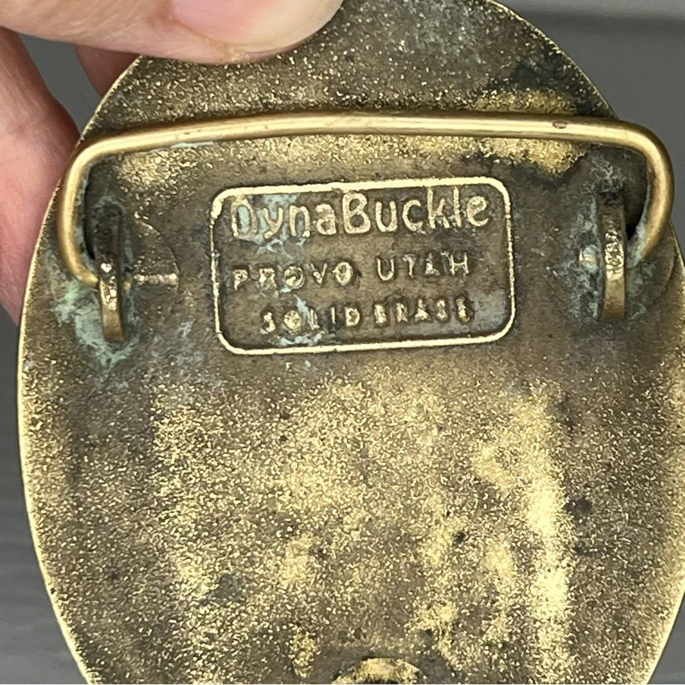 Vintage CC Coastal Contractors MCM 100% Brass Belt Buckle DynaBuckle Provo Utah